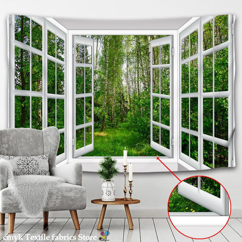 Super Six Wandbehang Landschaft im skandinavischen Stil, mehrfarbig, B: 95 cm, H: 70 cm - Bild 1