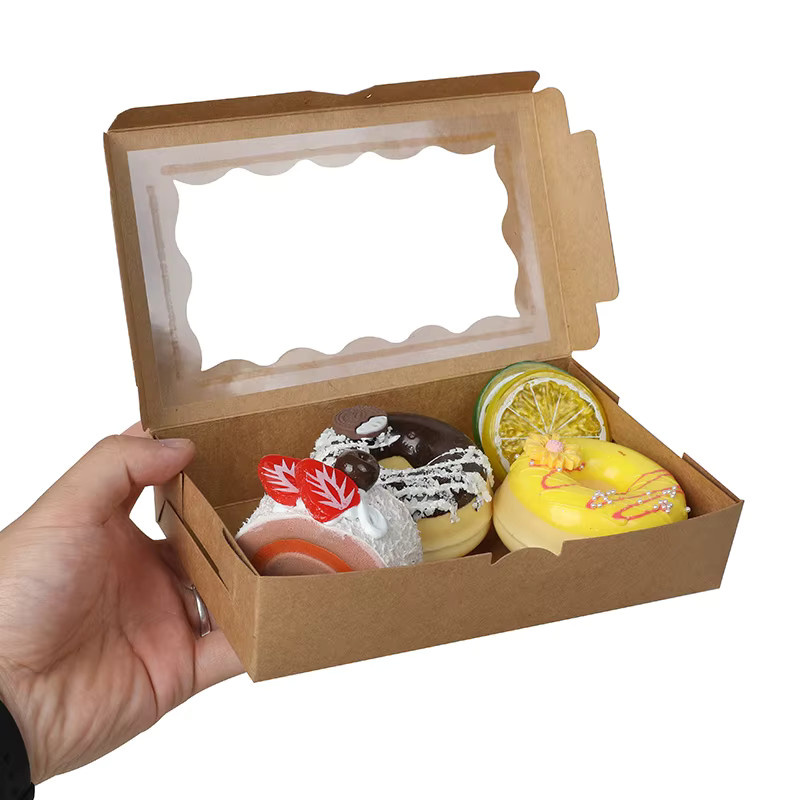 Weiße Kraftpapier-Geschenkboxen mit Fenster für Muffins, Cupcakes und Süßigkeiten zur Verpackung bei Hochzeiten oder Babypartys - Bild 3