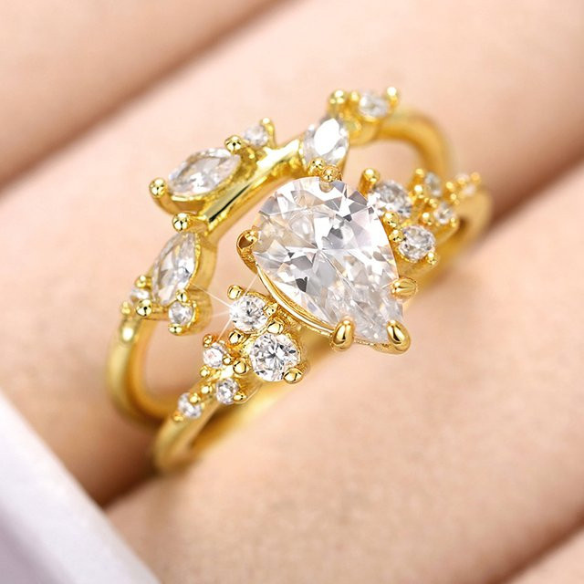 Huitan Ringe, Zirkonia, Gold, Damen - Bild 1