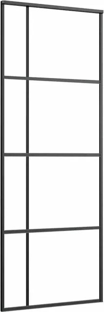 vidaXL Schiebetür aus ESG-Glas und Aluminium in Schwarz, B: 76 cm, H: 205 cm - Bild 1