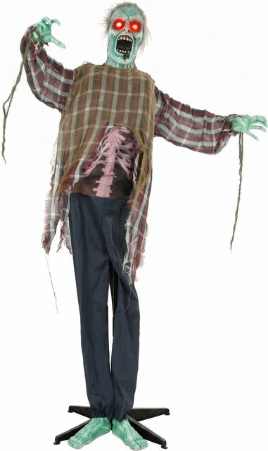 HOMCOM Animierter Halloween-Zombie in Lebensgröße mit Sound- und Berührungsaktivierung sowie leuchtenden Augen, Höhe: 170 cm - Bild 1