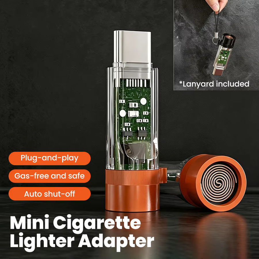 Olaf Tragbarer Mini USB-C Handy-Zigarettenanzünder Adapter in Schwarz, windfester Outdoor-USB-C-Zigarettenanzünder für iPhone 15 16 17 - Bild 2