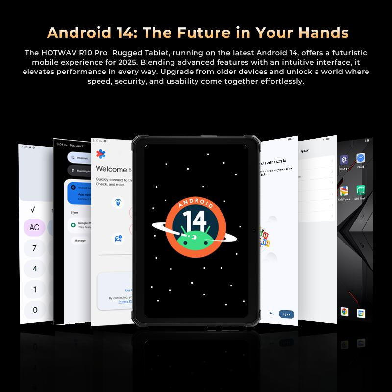 HOTWAV R10 Pro Robustes Tablet in Orange mit 256 GB Speicher, 10,1 Zoll HD+, Android 14, 10800mAh Akku und Dual-SIM 4G - Bild 2