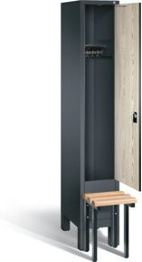 C+P Garderobenschrank Evolo mit Sen-Esche Front, Korpus Anthrazitgrau und schwarzgrauem Gestell, H x B x T: 185 x 32 x 81,5 cm - Bild 1