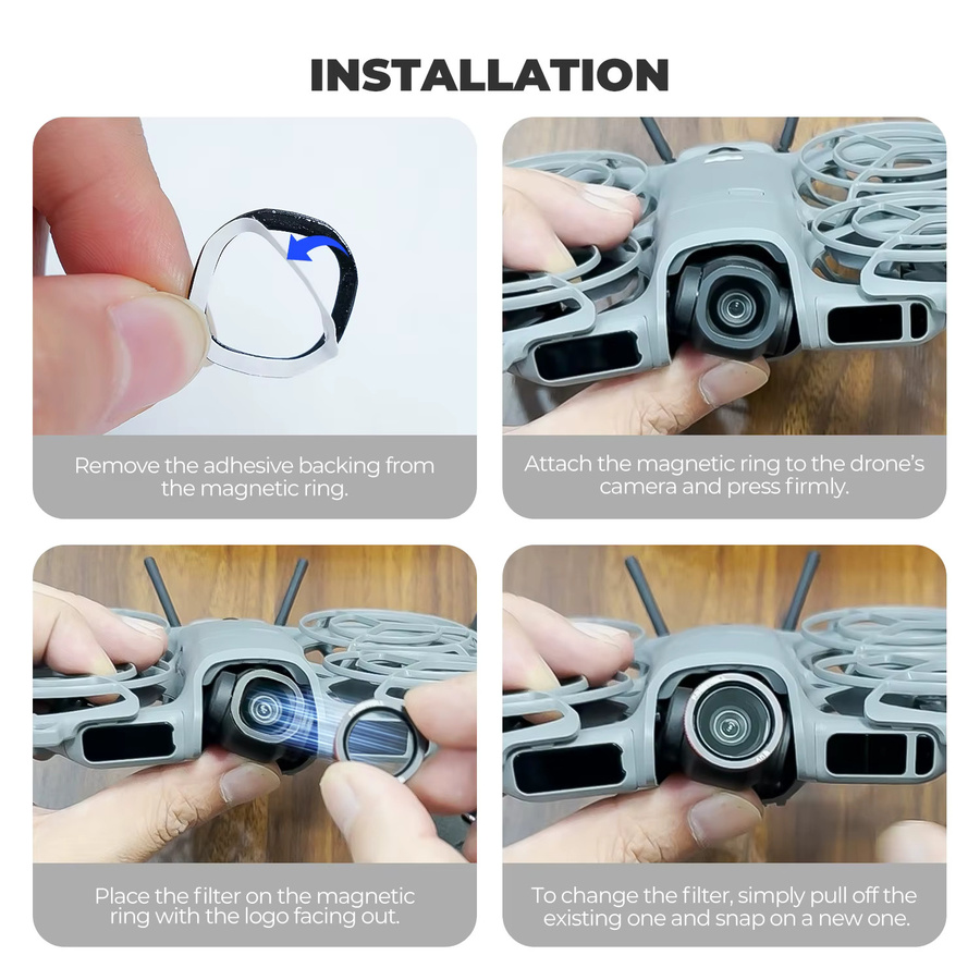 Freewell Magnetfilter-Set für DJI NEO 2 Kamera in Schwarz mit ND, ND/PL, CPL, UV und Glow Mist 1/4 Filtern - Bild 2