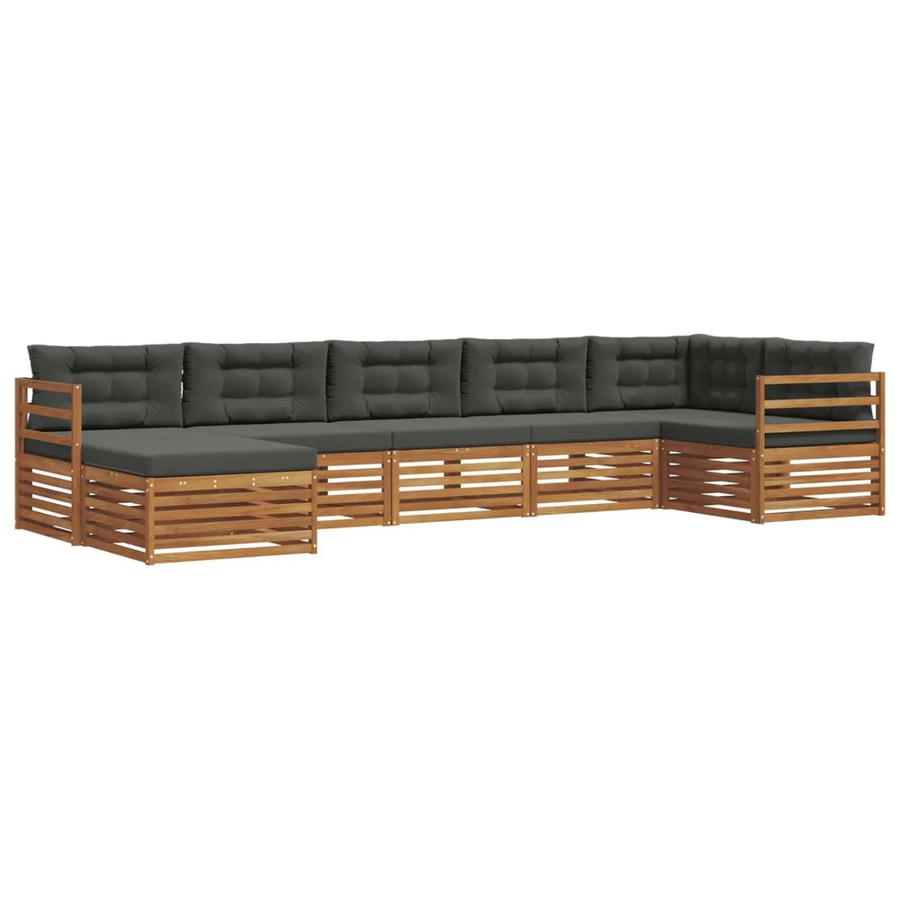 vidaXL Sofagarnitur 7-teilig aus Massivholz Akazie in Natur und Anthrazit mit L-Form und Latten-Design - Bild 2