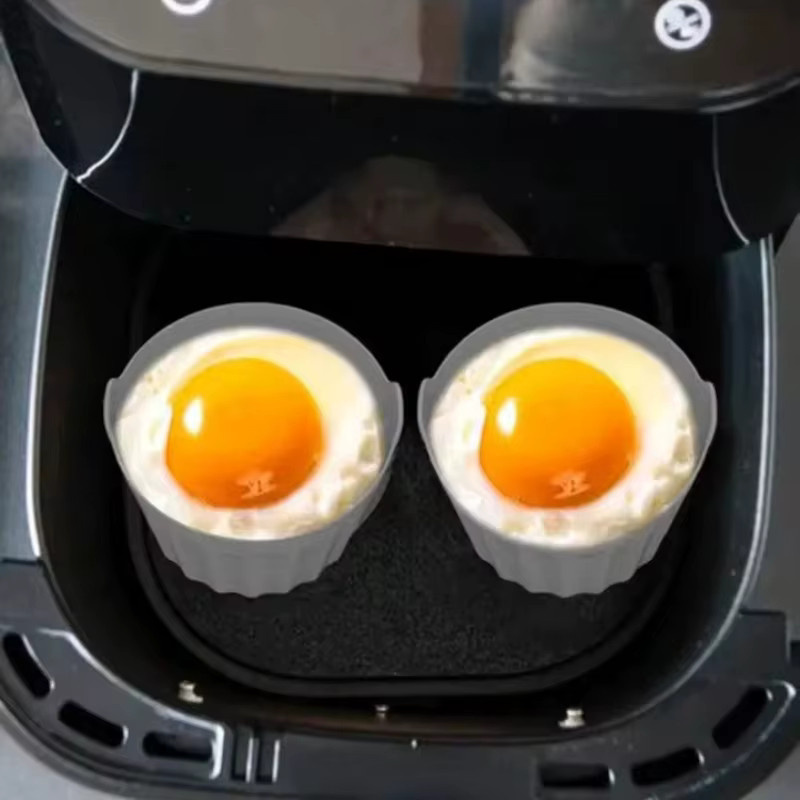 YOCITY Silikon Ramekins und Muffin-Backformen für die Heißluftfritteuse, Grau, Antihaftbeschichtet, Rund - Bild 3