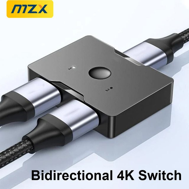 MZX Bidirektionaler HDMI KVM Switch 4K UHD für PC und Laptop, Schwarz - Bild 1