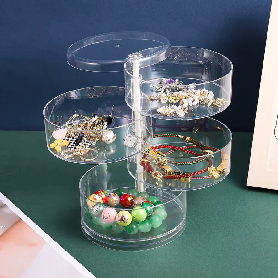 St.kunkka Rotierende Schmuckbox Transparent mit mehreren Ebenen für Ohrringe, Halsketten und Armbänder - Bild 3