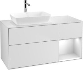 V&B Waschtischunterschrank Finion mit Wandbeleuchtung, Farbe: Weiß lackiert, Breite: 120 cm - Bild 1