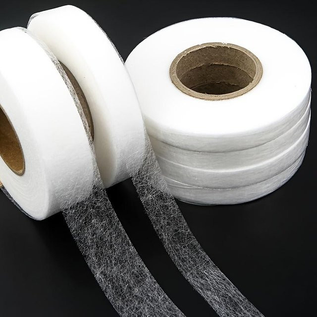 Chenxiaogang Zweiseitiges Aufbügelbares Saumband aus Vlies, Weiß, Breite: 2 cm, Länge: 60 m - Bild 1