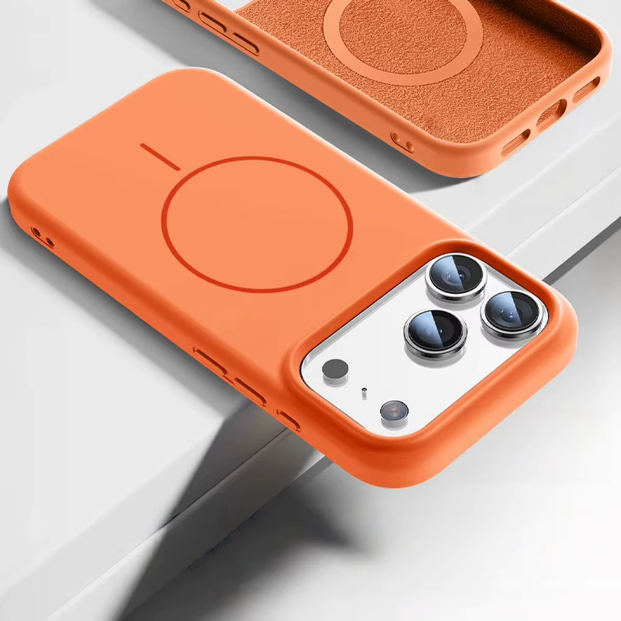 Stoßfeste Flüssigsilikon-Handyhülle für Apple iPhone 17 Pro Max, iPhone 17 Pro, iPhone 17 und iPhone 17 Air in Orange - Bild 4