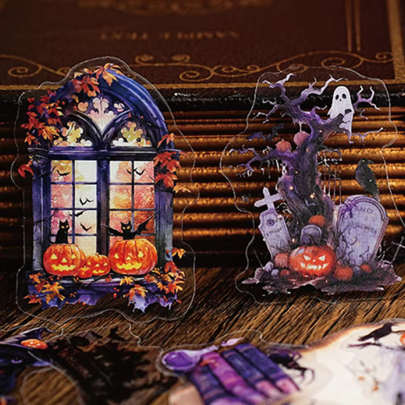15 Stück Halloween PET Aufkleber von Mr. Paper, wasserfeste Party-Themen Aufkleber in Mehrfarbig für Tagebuch, Planer und Scrapbooking - Bild 2