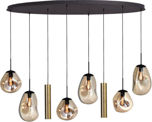 Masterlight Lava 6/2 Pendelleuchte 8-flammig oval in Gold/Messing mit Glas in Gold Fumé - Bild 1
