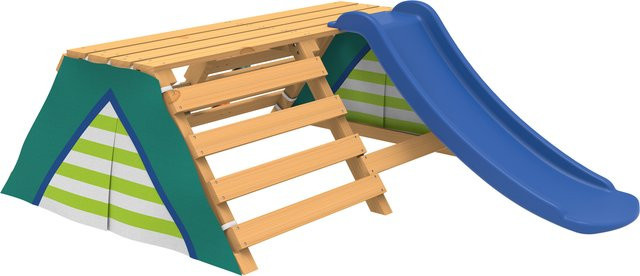 PLAYTIVE Spielturm Tipi aus Echtholz mit Rutsche und Sicherheitsnetz, braun/mehrfarbig, H: 180 cm, B: 145,5 cm, T: 60 cm - Bild 1