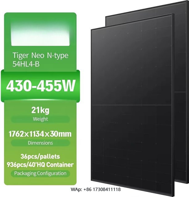 Bifacial Dual Glass Solarpanel PV Module in Schwarz mit 440W 450W 590W Optionen, Breite: 176,2 cm, Höhe: 113,4 cm - Bild 1