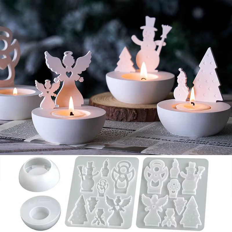 UDOCOOL Silikonform für runde Kerzenhalter und Gipsfiguren zur Weihnachtsdekoration in Weiß - Bild 6