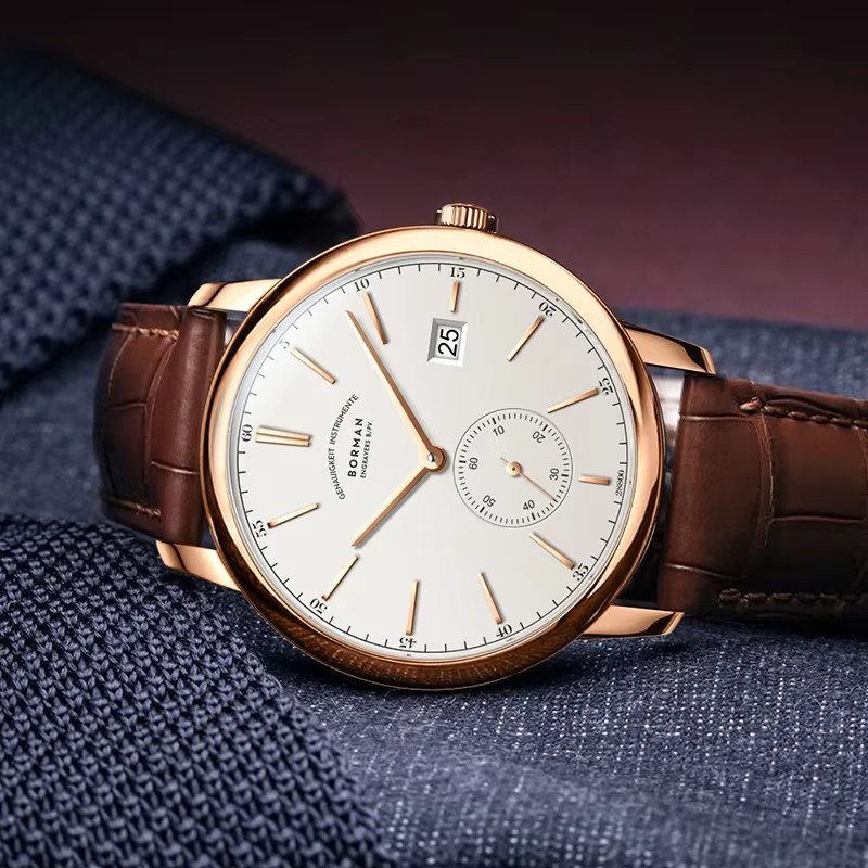 BORMAN Armbanduhr Automatik, 42 mm, Leder, Roségold, Herren - Bild 4