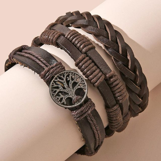 Lederarmband Lebensbaum, grau, Herren - Bild 1