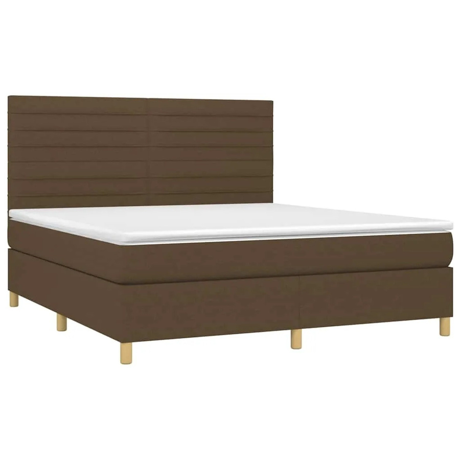 vidaXL Boxspringbett mit Matratze und LED in Dunkelbraun, Hybridbett mit USB-Anschluss und Kopfteil, B/T: 180 x 200 cm - Bild 2