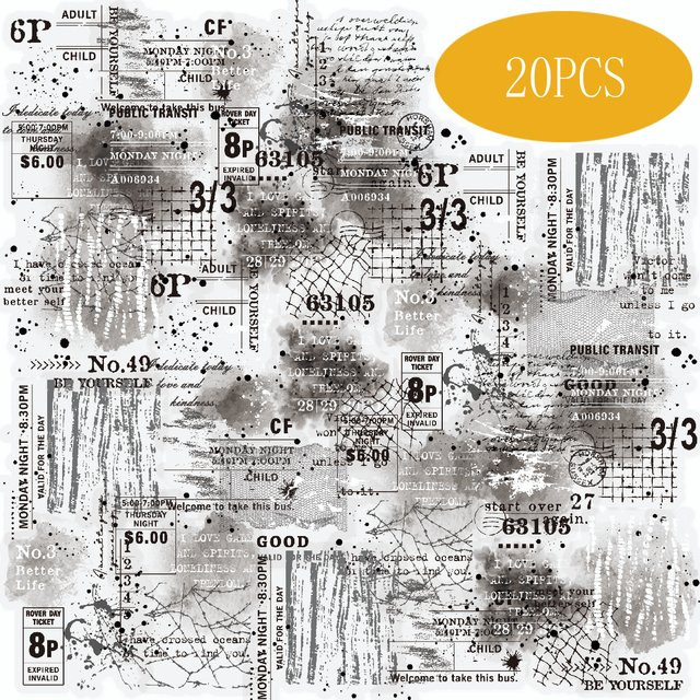 Etori Life Hazy Traces 20 Stück graue Aufkleber mit Wandermotiven für Journaling und Dekoration - Bild 1