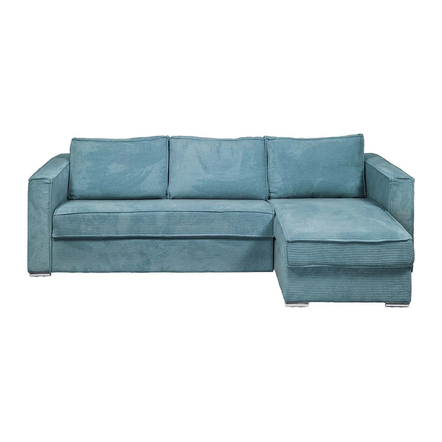 Vente-unique Schlafsofa Loreto in Türkisblau, modernes L-Shape Ecksofa mit Cord-Bezug und reversiblem Design, Breite: 278 cm - Bild 2