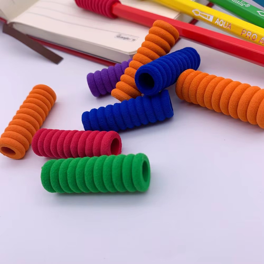 10er Set ergonomische Stift-Greifer aus weichem Gummi in Multicolour für Schule und Büro - Bild 2