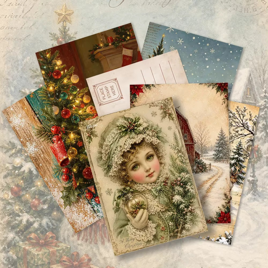32 Stück Vintage-Retro-Weihnachtspostkarten in Multicolour aus Papier für DIY-Projekte und Wanddekoration - Bild 4