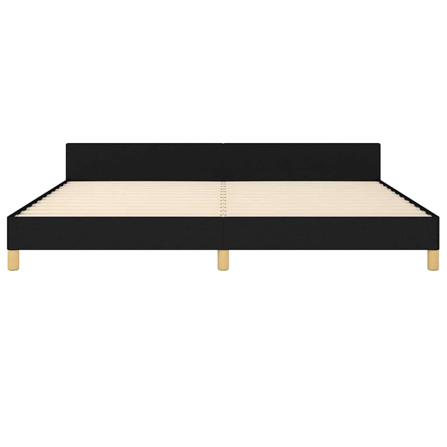 vidaXL Bettgestell mit Kopfteil in Schwarz aus Stoff und Sperrholz, B/T/H: 200 x 200 x 118 cm - Bild 4
