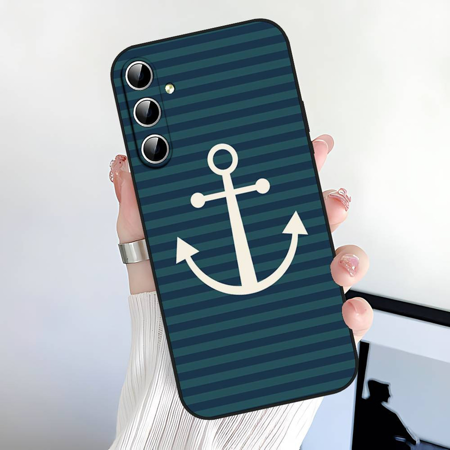 Handyhülle mit Cartoon-Seemanns-Anker Design für Samsung Galaxy S21 S22 S23 S24 S25 S26 S20 A52 Plus Ultra FE 5G in Blau - Bild 1
