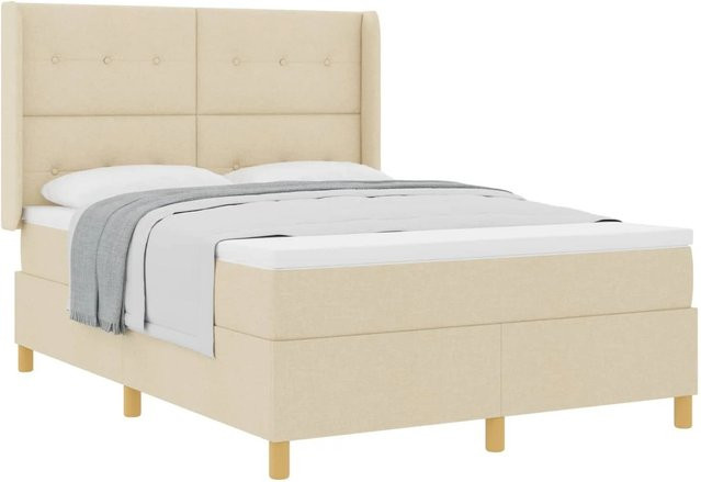 vidaXL Boxspringbett mit Matratze in Beige aus Stoff mit Taschenfederkern B/T: 140 x 190 cm - Bild 1