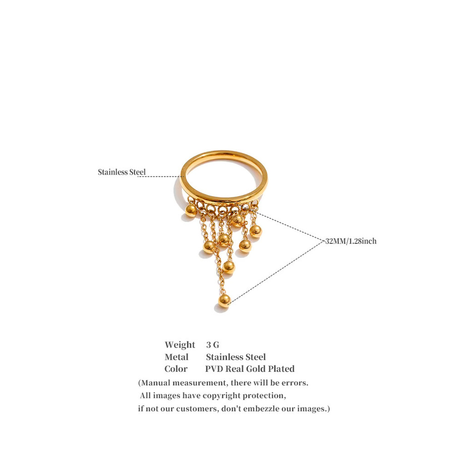Yhpup Ring, Edelstahl, Quasten, Perlen, Größe 678 - Bild 2