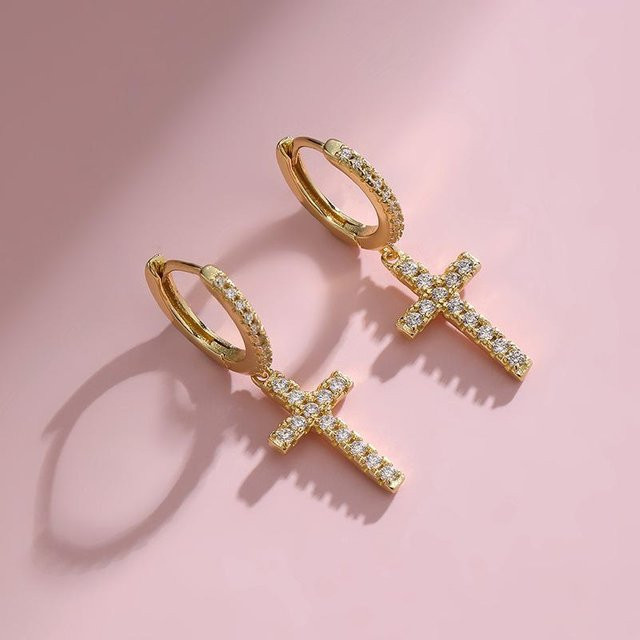 Creolen 925 Silber, Gold, Zirkonia, Damen - Bild 1