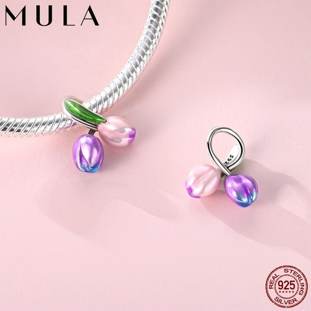 Mula Tulpen-Charms-Perlen, versilbert, Unisex - Bild 1