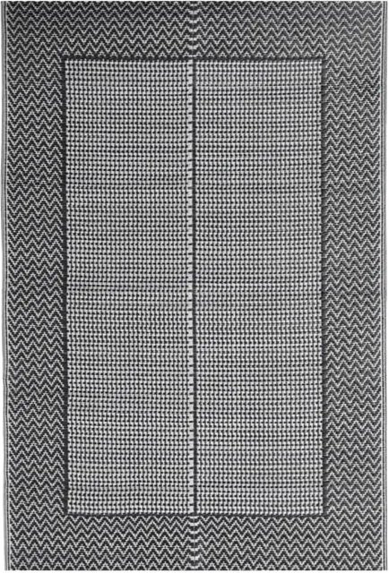 vidaXL Outdoorteppich Schwarz mit abstraktem Design aus Polypropylen B/B: 140 x 200 cm - Bild 1