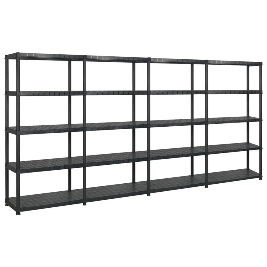 vidaXL Lagerregal aus Kunststoff mit 5 Böden in Schwarz, B/T/H: 366 x 45,7 x 185 cm - Bild 2