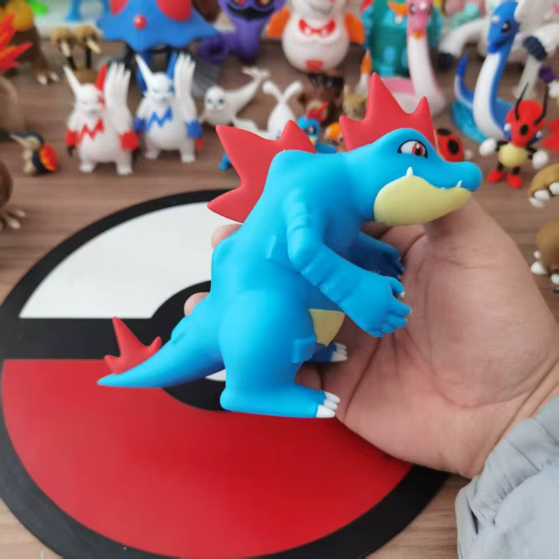 Bandai Pokemon Actionfigur Totodile Croconaw Feraligatr 3D-Druck Cartoon Desktop Statue im Maßstab 1:20 - Bild 1