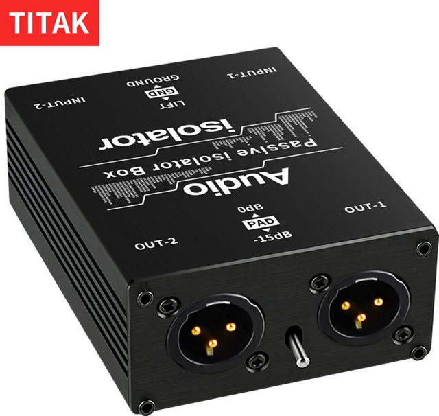 TITAK Audio-Isolator DI-Erdungsbox zur Geräuschreduzierung mit 6,35 mm Klinke auf XLR Stereo in Schwarz - Bild 1