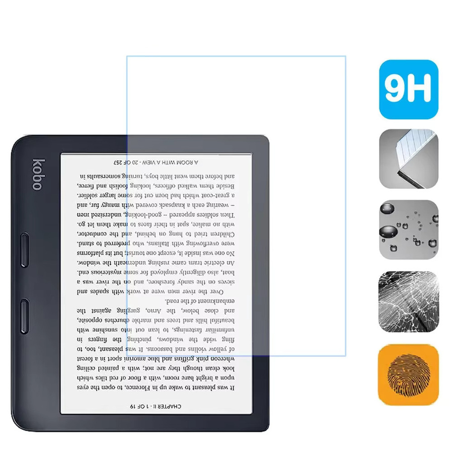 2er-Set Gehärtetes Glas Display Schutzfolie für Kobo Libra H2O 2019 und Kobo Libra 2 2021, 7,0 Zoll, Transparent - Bild 1
