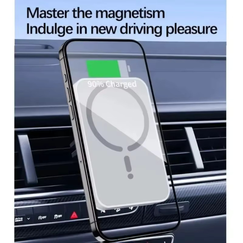 VIKEFON Magnetische kabellose Auto-Ladegerät Handyhalterung für Lüftungsschlitze mit MagSafe Kompatibilität, Schwarz - Bild 2