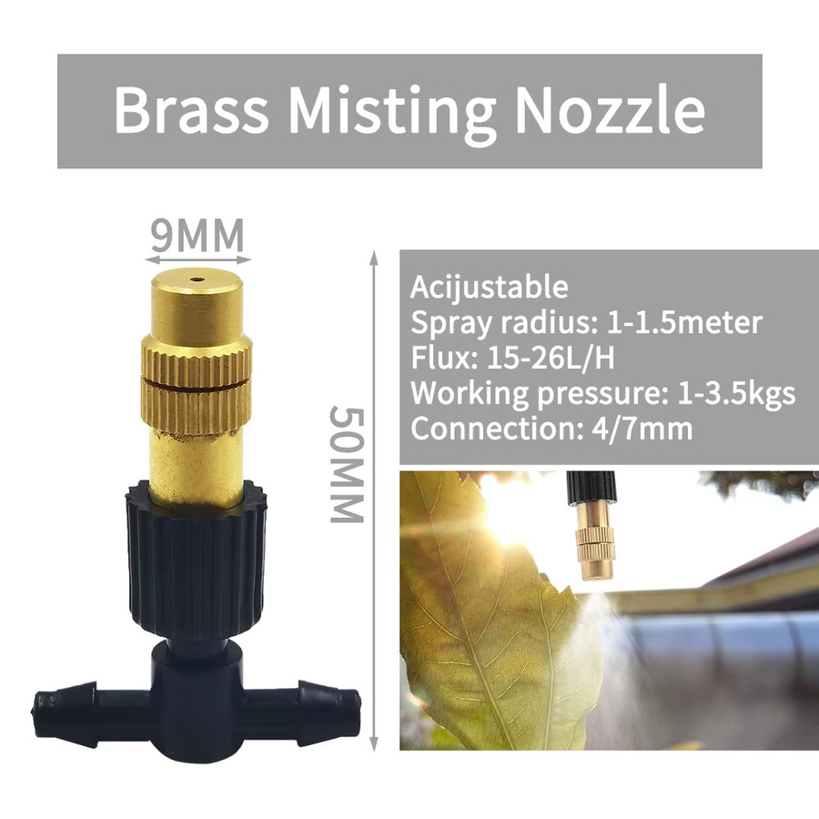 Messing Bewässerungssystem mit 1/4'' Zerstäuber Düsen und 4/7mm Schlauch für Garten und Gewächshaus in Schwarz - Bild 2