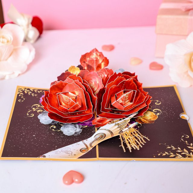 Opjoys 3D-Grußkarte mit Rosenmotiv in Multicolor aus Papier - Bild 1