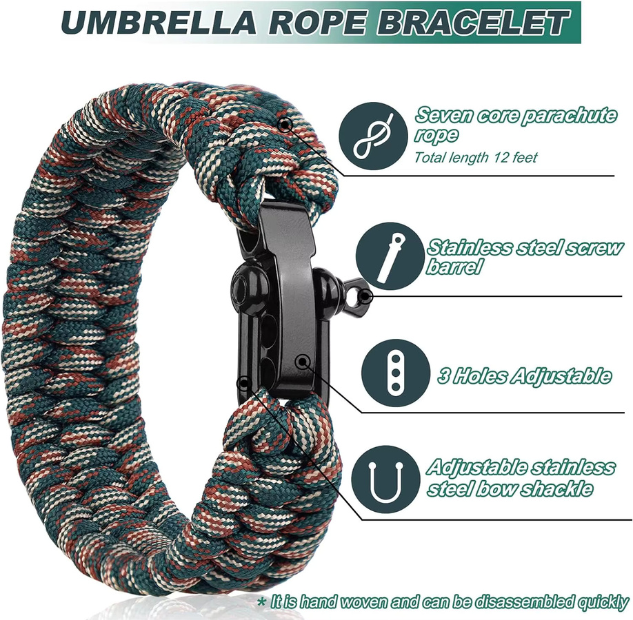 Paracord-Überlebensarmband, Camo, verstellbar, Unisex - Bild 3