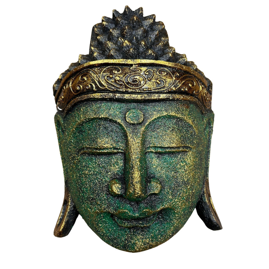 Buddha-Kopf-Statue SHAMTAM aus Stein in Grün, Höhe: 25 cm - Bild 2