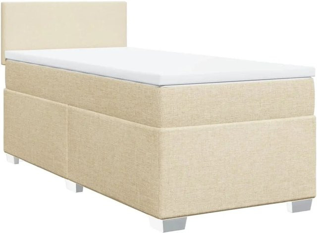 vidaXL Boxspringbett mit Matratze in Creme und Beige, Hybrid-Bett mit USB-Ladeport und Unterbettbeleuchtung, B/T: 80 x 200 cm - Bild 1