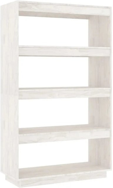 vidaXL Bücherregal und Raumteiler aus Massivholz Kiefer in Weiß, B/T/H: 80 x 35 x 135 cm - Bild 1