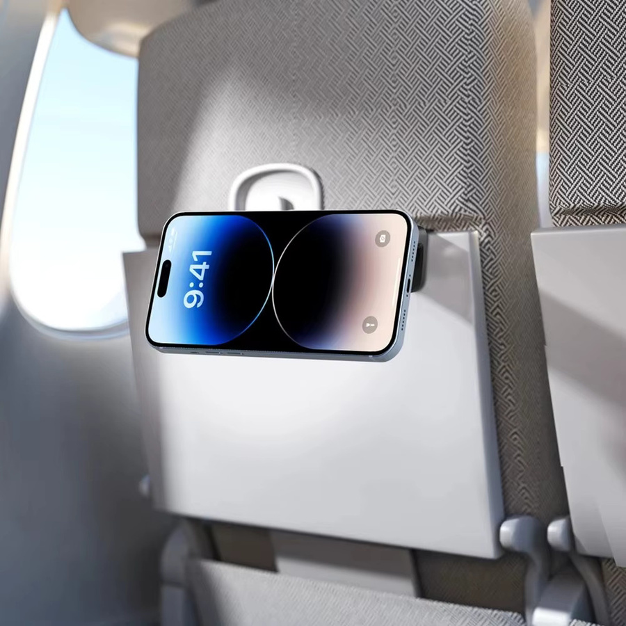 Magnetischer Handyhalter für Flugzeug und Reise, Tragbarer Telefonständer mit Clip für MagSafe, iPhone und Xiaomi, Schwarz - Bild 3