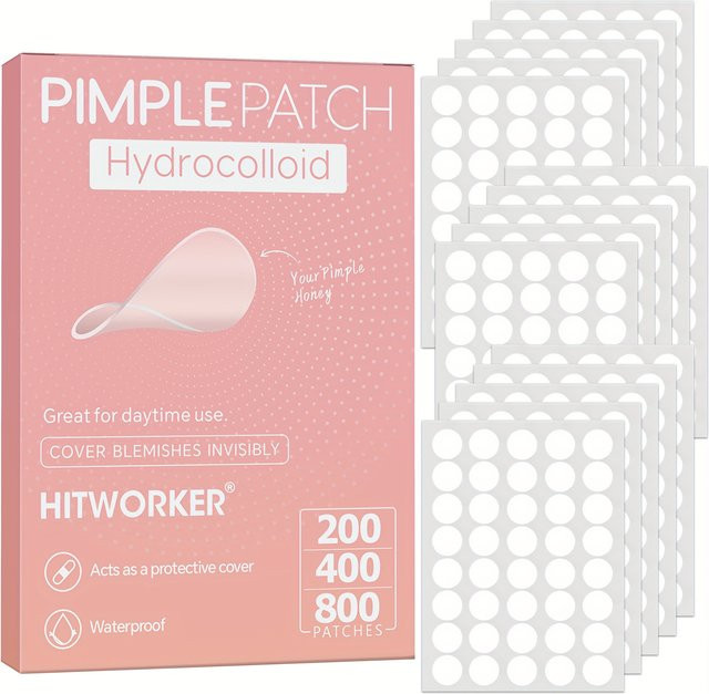 HITWORKER Akne-Pflaster, 800 Stück, Hydrokolloid, Unisex - Bild 1
