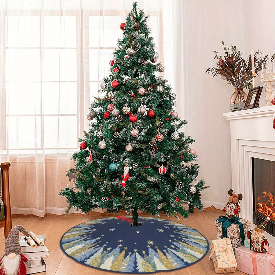 Blaues VIKAMA Weihnachtsbaumkleid mit Sternen für Weihnachts- und Neujahrsdekorationen im Landhausstil - Bild 2