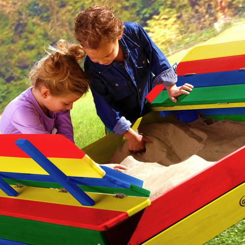 AXI Sandkasten Ella mit Sitzbank aus Hemlockholz in Regenbogenfarben, B/T/H: 100 x 95 x 20 cm - Bild 4